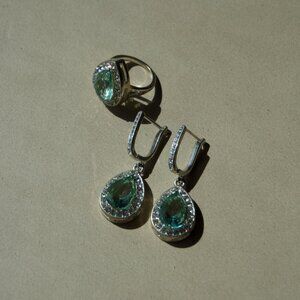 Early 2000s Vintage - 3pc Blue & Silver Tone Costume Jewelry Set